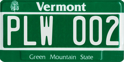 VT license plate PLW002