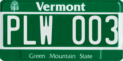 VT license plate PLW003