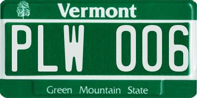VT license plate PLW006