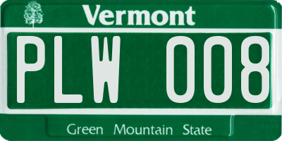 VT license plate PLW008