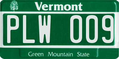 VT license plate PLW009
