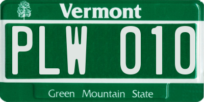 VT license plate PLW010