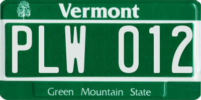VT license plate PLW012