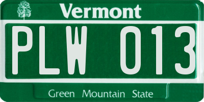 VT license plate PLW013