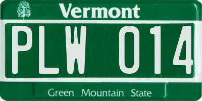 VT license plate PLW014