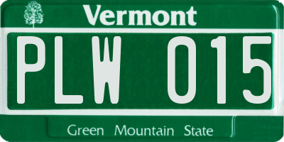 VT license plate PLW015