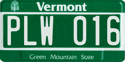 VT license plate PLW016