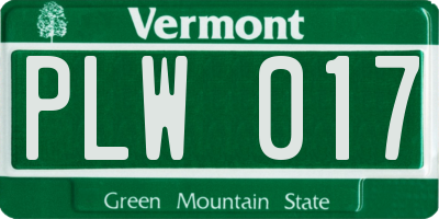 VT license plate PLW017