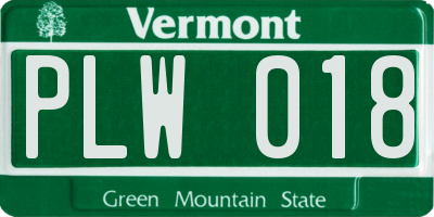 VT license plate PLW018