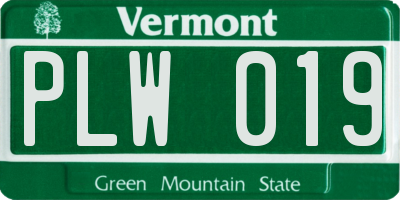 VT license plate PLW019