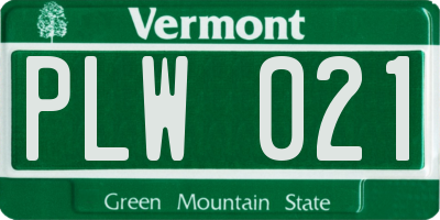 VT license plate PLW021