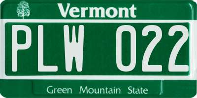VT license plate PLW022