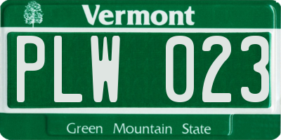 VT license plate PLW023