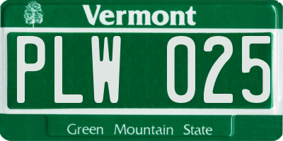 VT license plate PLW025