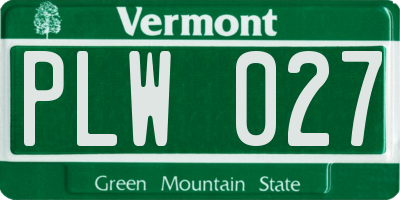 VT license plate PLW027
