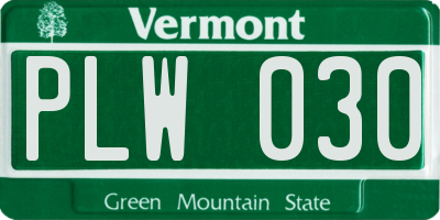 VT license plate PLW030