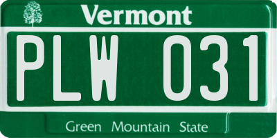 VT license plate PLW031