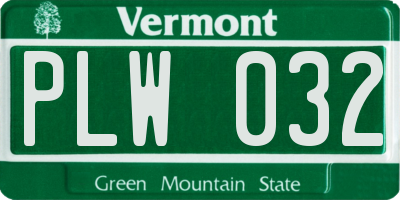 VT license plate PLW032