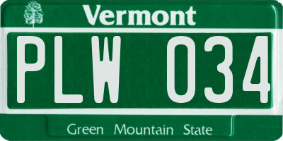 VT license plate PLW034