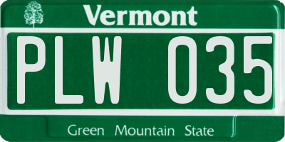 VT license plate PLW035