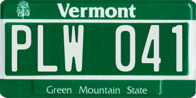 VT license plate PLW041