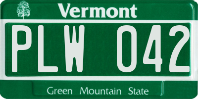 VT license plate PLW042