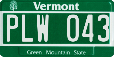 VT license plate PLW043
