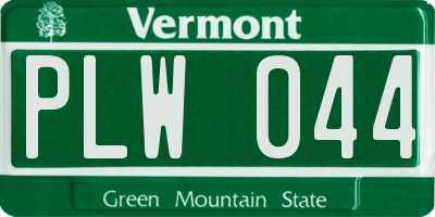 VT license plate PLW044