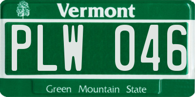 VT license plate PLW046