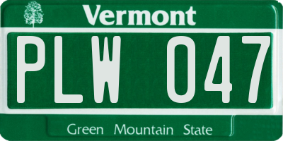 VT license plate PLW047