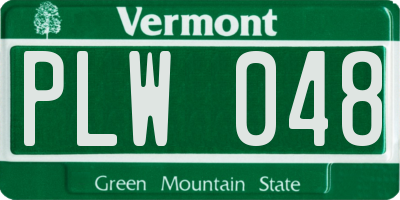 VT license plate PLW048