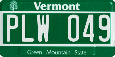 VT license plate PLW049
