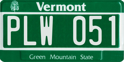 VT license plate PLW051