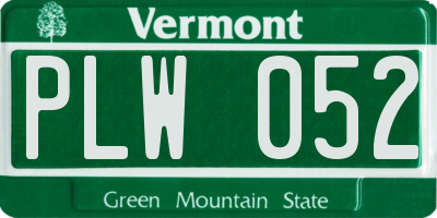 VT license plate PLW052