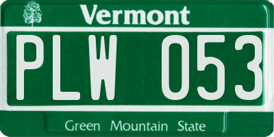 VT license plate PLW053