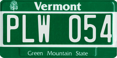 VT license plate PLW054