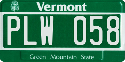 VT license plate PLW058