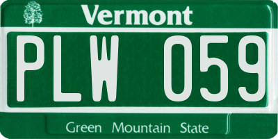 VT license plate PLW059