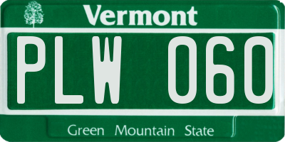 VT license plate PLW060