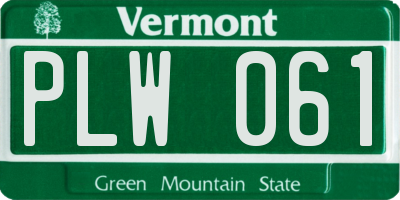 VT license plate PLW061