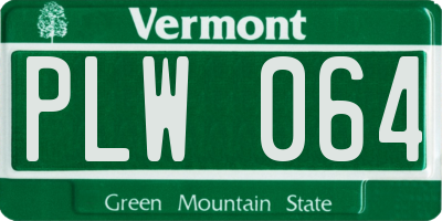 VT license plate PLW064