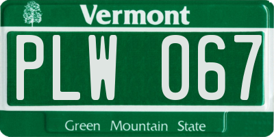 VT license plate PLW067
