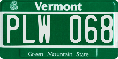 VT license plate PLW068