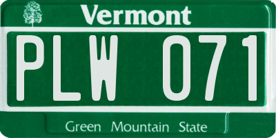 VT license plate PLW071