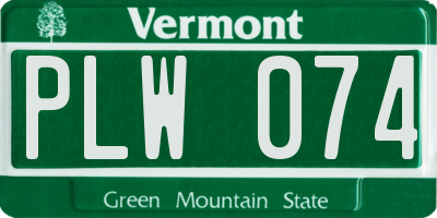 VT license plate PLW074