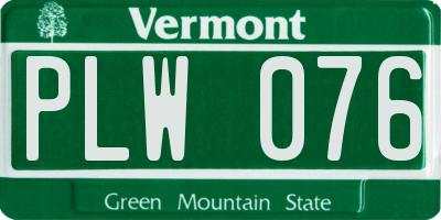 VT license plate PLW076