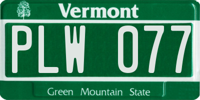VT license plate PLW077
