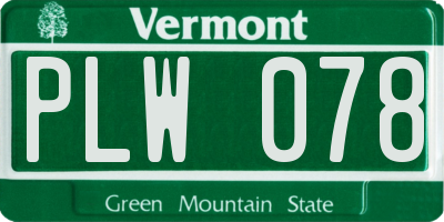 VT license plate PLW078