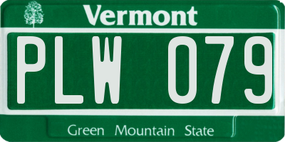 VT license plate PLW079