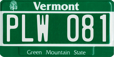 VT license plate PLW081